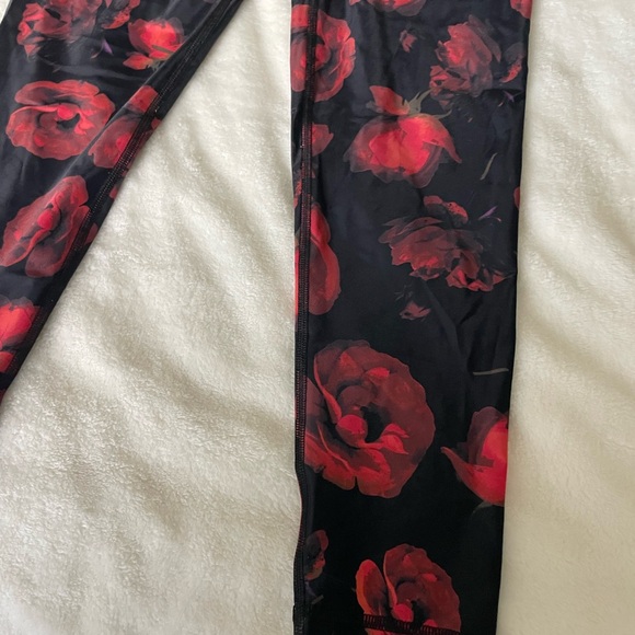 Victoria's Secret Black and Red Floral Leggings - Picture 2 of 9